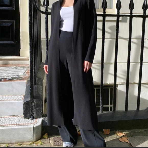 Aritzia Babaton Kirby Long Duster Sweater Cardigan XS Black - Picture 1 of 4